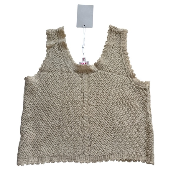 So Me NWT Oatmeal Chevron Acrylic Knit Button-Up Tank Top - Picture 6 of 8